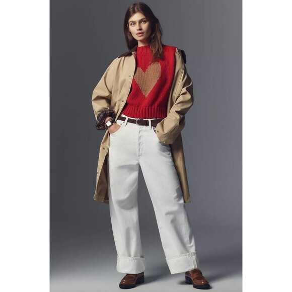 Anthropologie Maeve Pippa Mock-Neck Sweater Tee Sweet Heart Sz Small - Picture 3 of 7